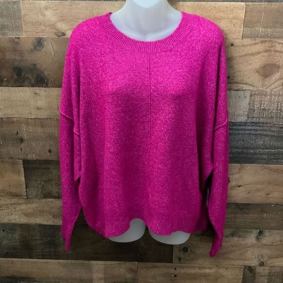 Vince Camuto Sweater Euphoria Crew Neck Drop Shoulder Fuchsia Pink Heather XL - Picture 11 of 11